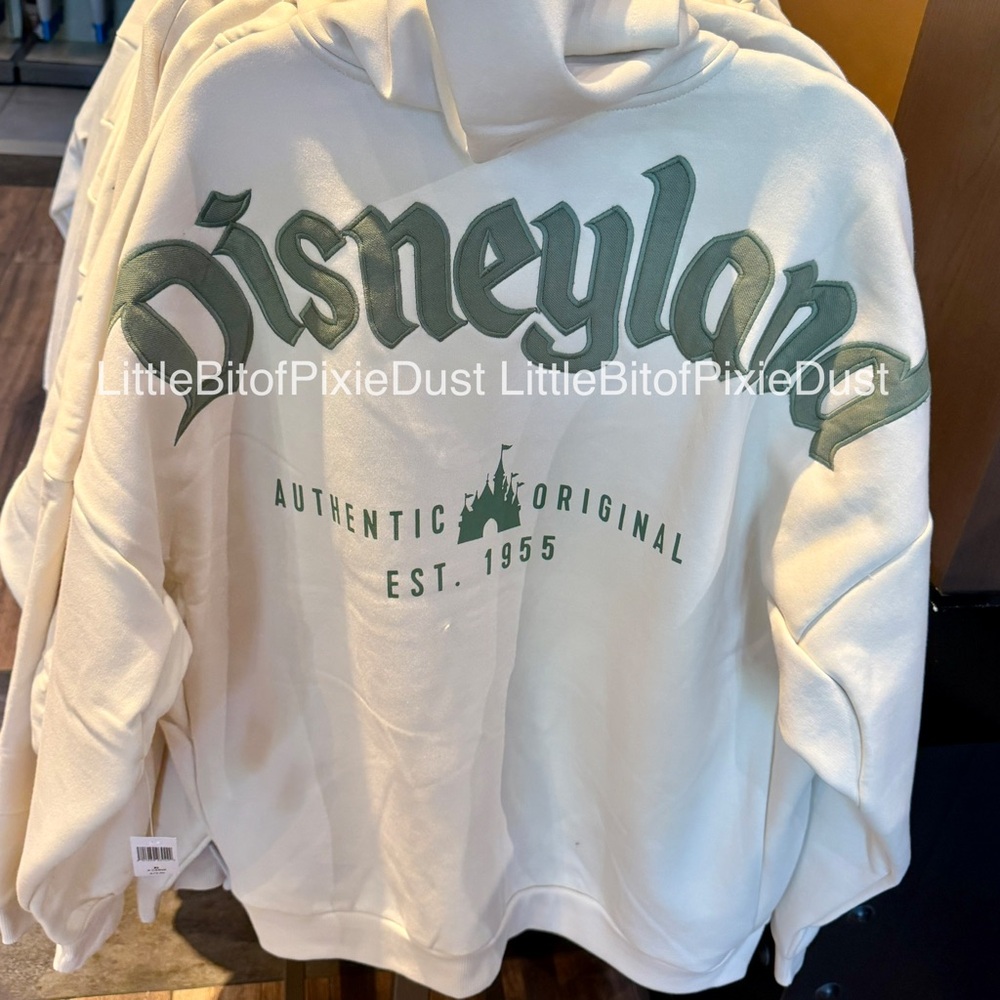 Disney Parks Disneyland D Logo Cream & green Zip Up Hoodie